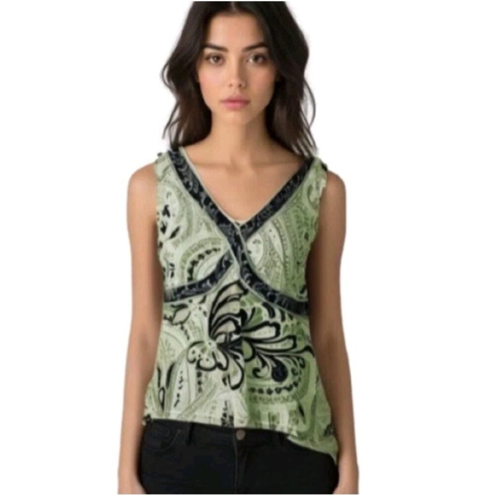 Vintage Tahari Arthur S. Levine Y2K Sleeveless Paisley Top Sz 10